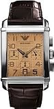Emporio Armani Men's AR0337 Brown Leather Quartz Watch with Beige Dial
