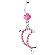Pink Gem Hollow Dolphin Belly Ring
