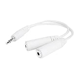3.5 mm STEREO HEADSET SPLITTER / WHITE FOR APPLE IPOD NANO, TOUCH, IPHONE, IPHONE 3G, MICROSOFT ZUNE, CREATIVE ZEN