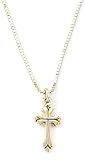 14k Yellow Gold Small Budding Cross Pendant by Bob Siemon, 18"