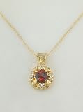 14K Antique Garnet and Diamond Pendant