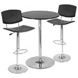 Bar Height Table Set with 2 Adjustable Bar Stools (Black) (Sizes Vary) by Stacks and Stacks