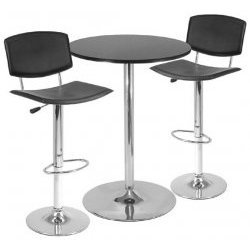 Bar Height Table Set with 2 Adjustable Bar Stools (Black) (Sizes Vary) by Bar Stools