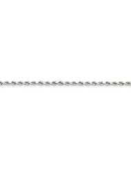 14k White Gold 9.00 Inches WG 2.50mm Wide D/C Rope Chain Anklet. Weight: 4.22 Grams - 30 Day Money Back Guarantee