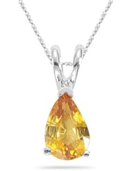 0.45 Cts Yellow Sapphire Solitaire Pendant in 14K White Gold