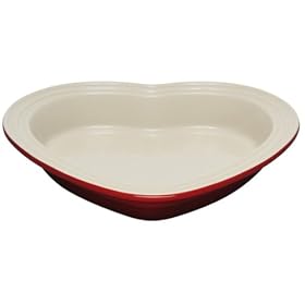 Le Creuset Cerise Stoneware Heart Baking Dish, 26 cm