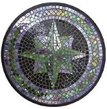 North Star Round Mosaic Plant Stand Table with Wrought Iron Base