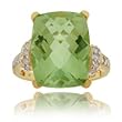 Green Amethyst and Diamond Cocktail Ring in 14 Karat Yellow Gold