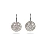 Eve's Addiction Sparkling Vintage Style Round Drop CZ Leverback Earrings