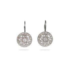 Sparkling Vintage Style Round Drop CZ Leverback Earrings