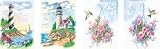 Watercolor Paint By Number Kit 9X12-Lighthouse And Floral Set Of Four