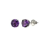 10k White Gold Round Amethyst Stud Earrings (5mm, 1.00 cttw)