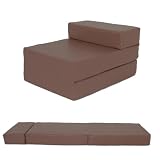 Single Chair Bed / Futon – BROWN Faux Leather Guest Bed