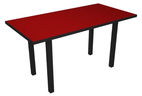 Recycled European Rectangular Counter Dining Table - Apple Red with Black Frame