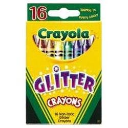 BINNEY & SMITH / CRAYOLA Glitter Crayons, Wax, 16 Colors per Box
