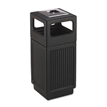 Safco Canmeleon Recessed Panel, Ash Urn, Side Open, 15 Gallon, 13.75 Inches Width x 32.75 Inches Height, Black (9474BL)