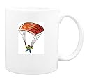 Mug with parachuter, dive, lifestyle, outdoors, parachutist, equipment, healthy, air, open, sky, parachute, rescue