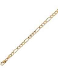 14k Solid Yellow Gold Figaro Chain Bracelet 4.9mm (3/16 In.) - 7.5 In.