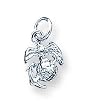 Sterling Silver Marine Corps Emblem Charm with 20 inch Sterling Silver Chain
