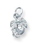 Sterling Silver Marine Corps Emblem Charm with 20 inch Sterling Silver Chain