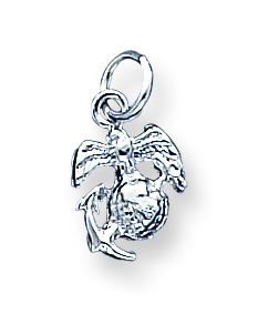Sterling Silver Marine Corps Emblem Charm with 20 inch Sterling Silver Chain
