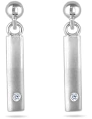 Silver with Diamonds - Obelisk Drop Diamond Silver Earrings
