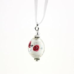 Murano Glass Pendant Jewelry - Ester Red/White Style 1