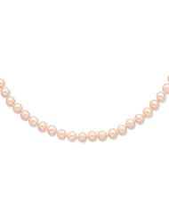 Sterling Silver 16in 6-7mm Pink Freshwater Cultured Pearl Necklace.