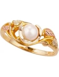 Beautiful! 10K Yellow-gold Authentic Black Hills Gold Womens Pearl Ring