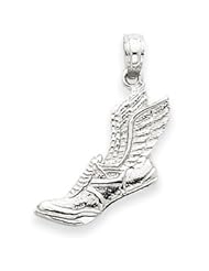 14k Gold White Gold Running Shoe with Wings Pendant