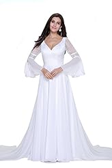 V-neck Lace Draped Applique  Chiffon  Dress with a Brush/Sweep Train  With Pearls