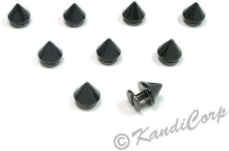 9mmx7mm Jet Black Cone Screw back Fashion Spike - 50 pcs.
