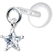 Silver 925 Clear Star Dangling CZ Tragus Earring