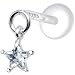 Silver 925 Clear Star Dangling CZ Tragus Earring