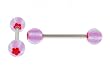 14g Stainless Steel Barbell - Purple with Red Star - 6mm Ball - 5/16" (Sold as a Pair)