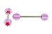 14g Stainless Steel Barbell - Purple with Red Star - 6mm Ball - 5/16" (Sold as a Pair)