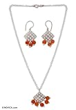 Agate jewelry set, 'Honeycomb' 17.5 L