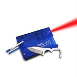 Tool Logic SVC2B Survival Card Ii,Tool Card With Knife, Fire Starter, Whistle, Red Led Flashlight, Translucent Blue