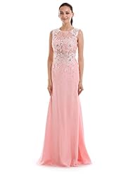 Lace Beaded Floral Print Chiffon Evening Dress/Homecoming Dress/Bridesmaid Dress/Prom Dress 