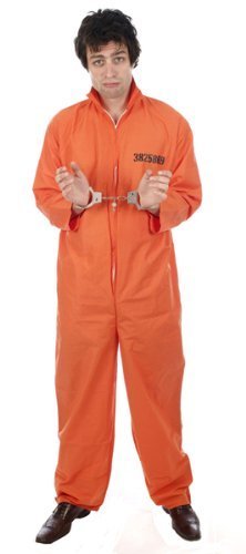 Orange Prison Overall Prisoner Convict Jail Fancy Dress by Henbrants