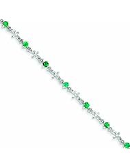 1.5 Carat 14K White Gold Diamond and Emerald Bracelet