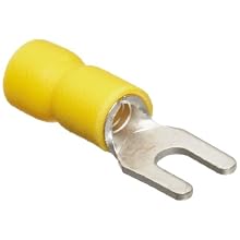 Morris Products 10140 Spade Terminal, Vinyl Insulated, Yellow, 12-10 Wire Size, #6 Stud Size (Pack of 100)