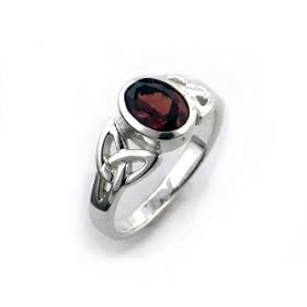 Sterling Silver Celtic Knot and Genuine Red Garnet Ring (Size 4,5,6,7,8,9,10,11) by 