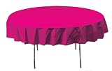 Hot Magenta Round Plastic Tablecovers 84 inch 1 pc