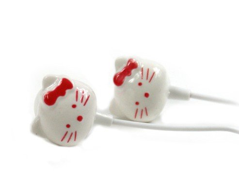 Cute New White&Red Hello Kitty Style Earphones