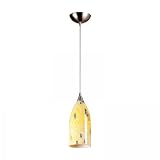 Elk Lighting 502-1YW 1 Light Pendant In Satin Nickel And Yellow Blaze Glass