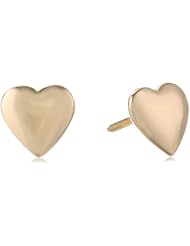 Girls 14k Gold Childrens Polished Heart Threaded Post and Thread-On Thread-Off Clutch Earrings