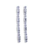 18k White Gold Round and Baguette Diamond Drop Earrings (G-H, VS, 1.53 carat)