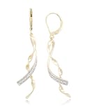 10k Yellow Gold Ribbon Diamond Earrings (0.05 cttw, I-J Color, I2-I3 Clarity)