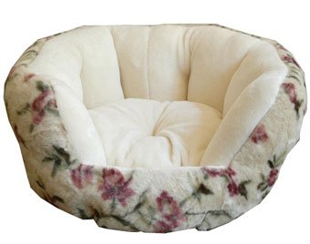オーガニックコットン製 犬用ベッド 花柄プリント シェル型ドッグベッド Lサイズ appydog